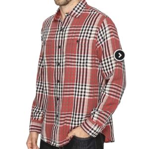 Tommy Bahama Red Plaid Cotton LS Pockets Lined Shirt Mens XLT